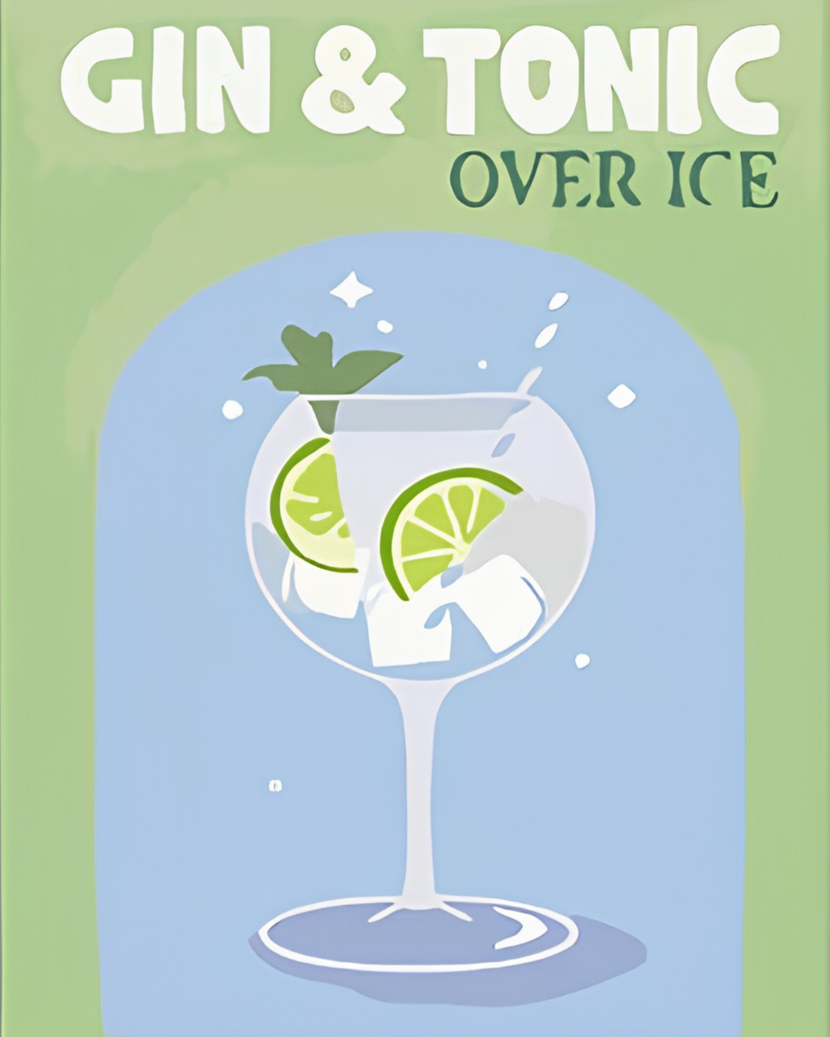 Gin & Tonic mini paint by numbers canvas, 20x25 cm