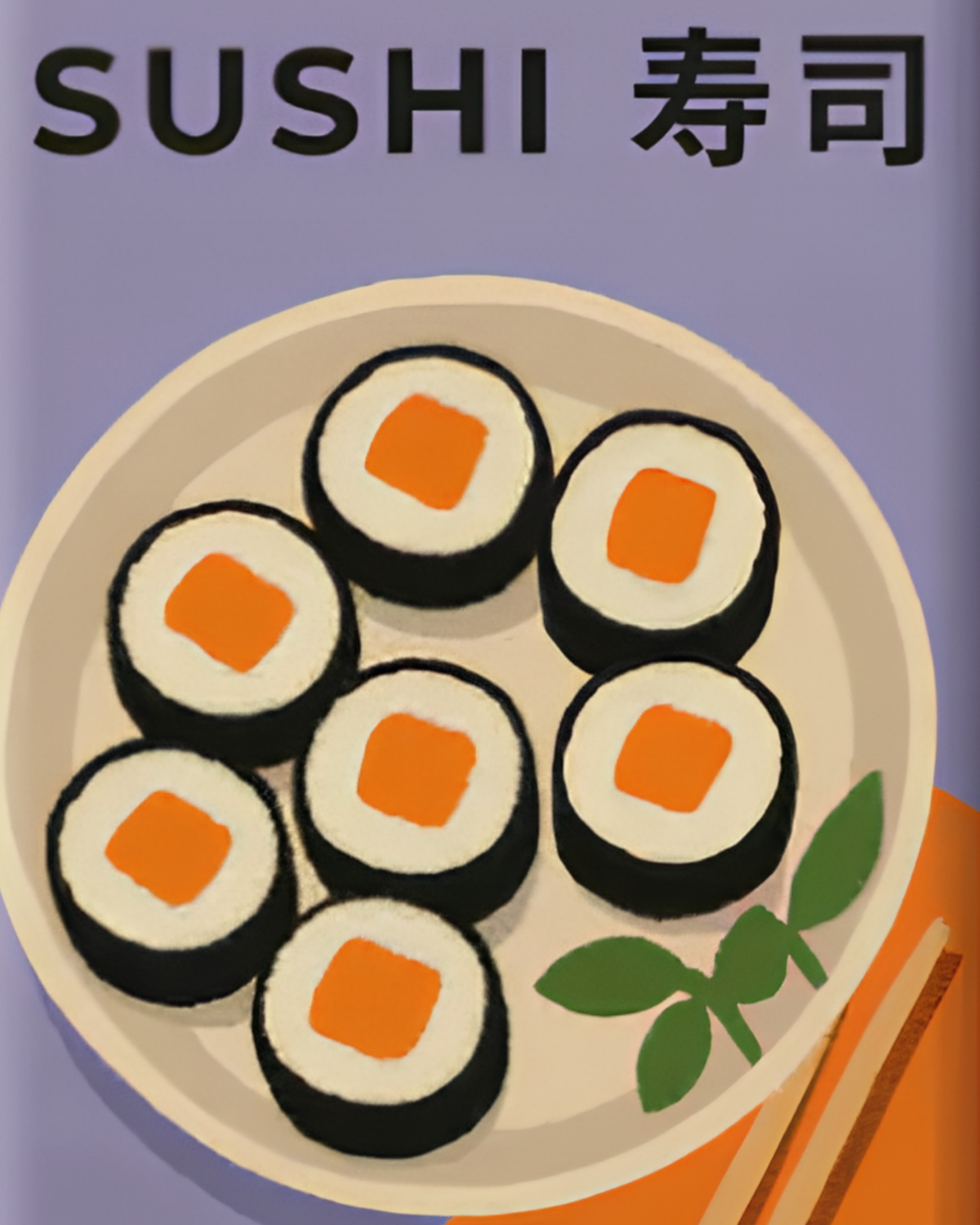 Sushi mini paint by numbers canvas, 20x25 cm