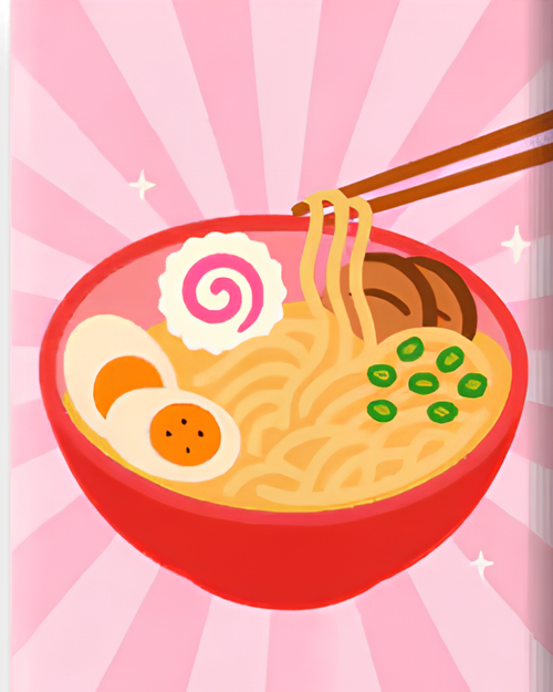 Ramen mini paint by numbers canvas, 20x25 cm