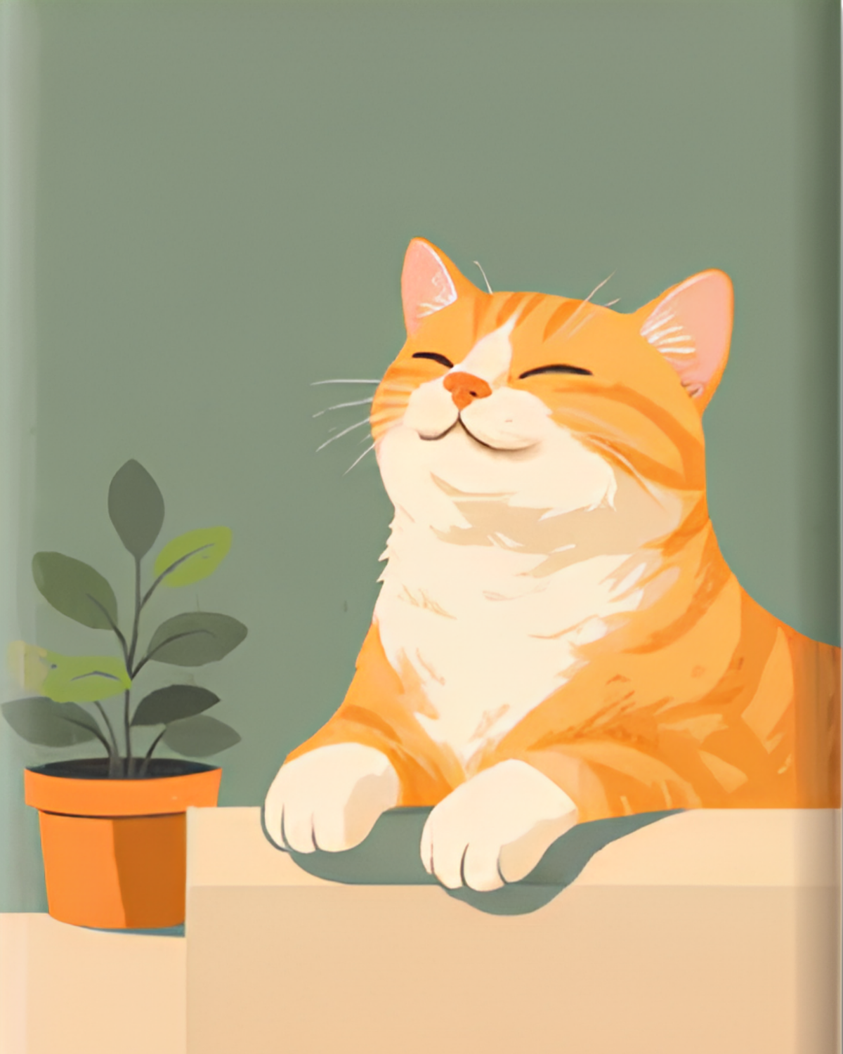 Happy Ginger Cat mini paint by numbers canvas, 20x25 cm
