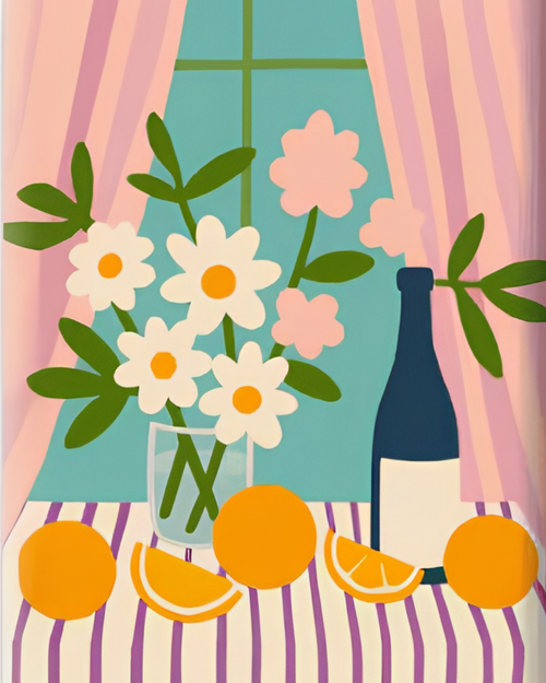 Raam met madeliefjes – mini-canvas schilderen op nummer, 20x25 cm