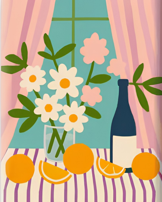Fenêtre aux marguerites – mini-toile de peinture par numéros, 20x25 cm