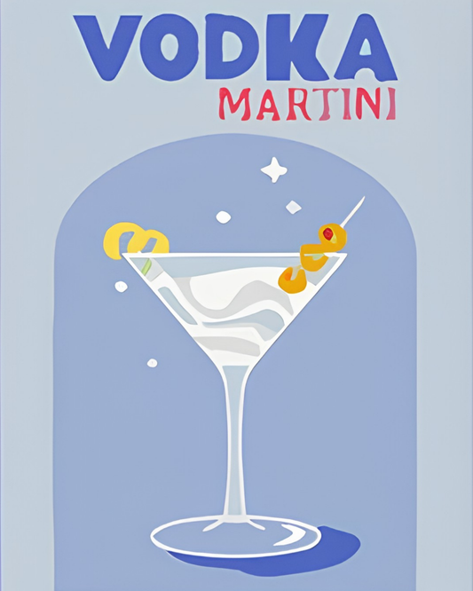 Vodka Martini – mini-toile de peinture par numéros, 20x25 cm