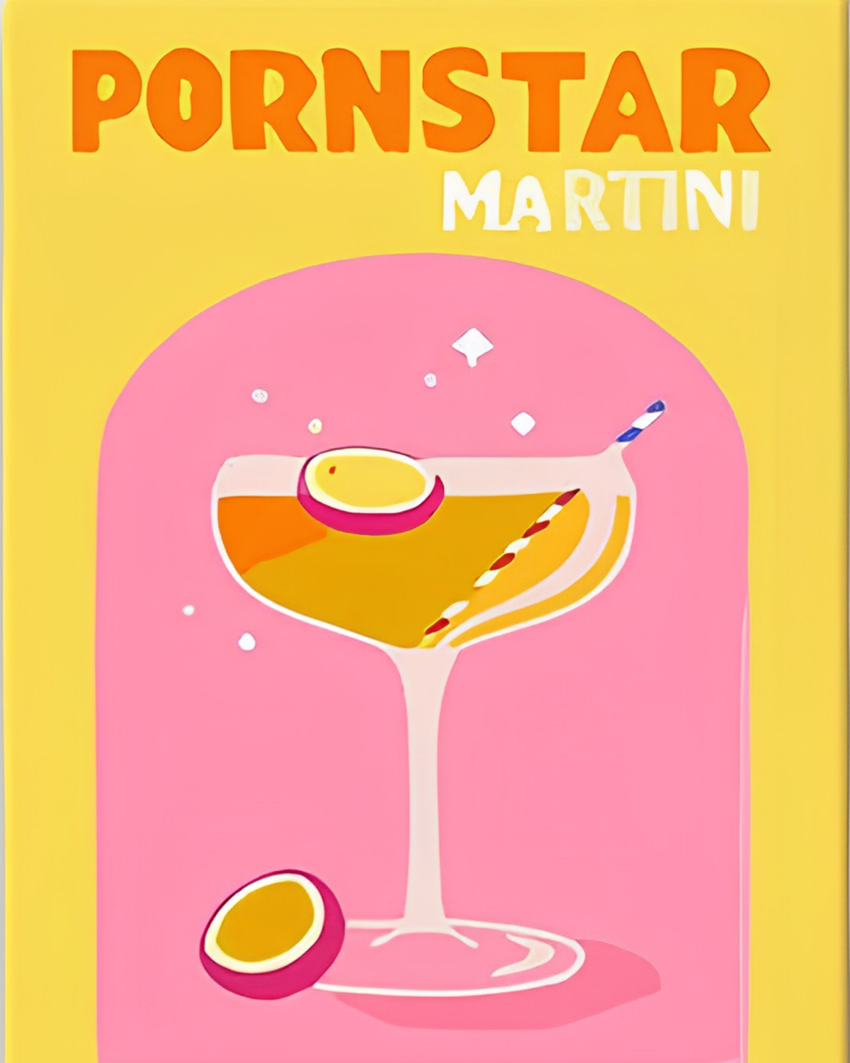 Pornstar Martini mini paint by numbers canvas, 20x25 cm