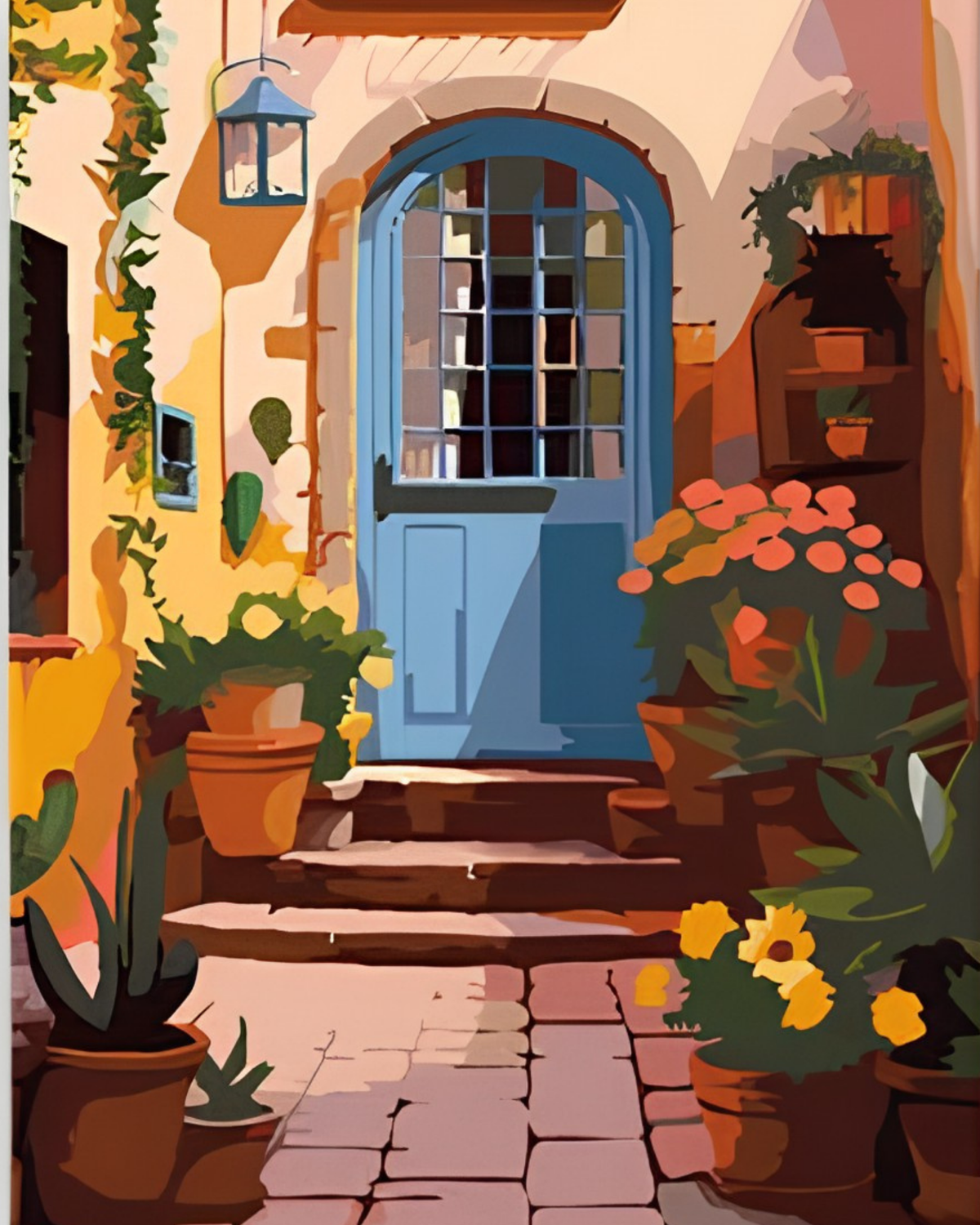 Blue Door mini paint by numbers canvas, 20x25 cm