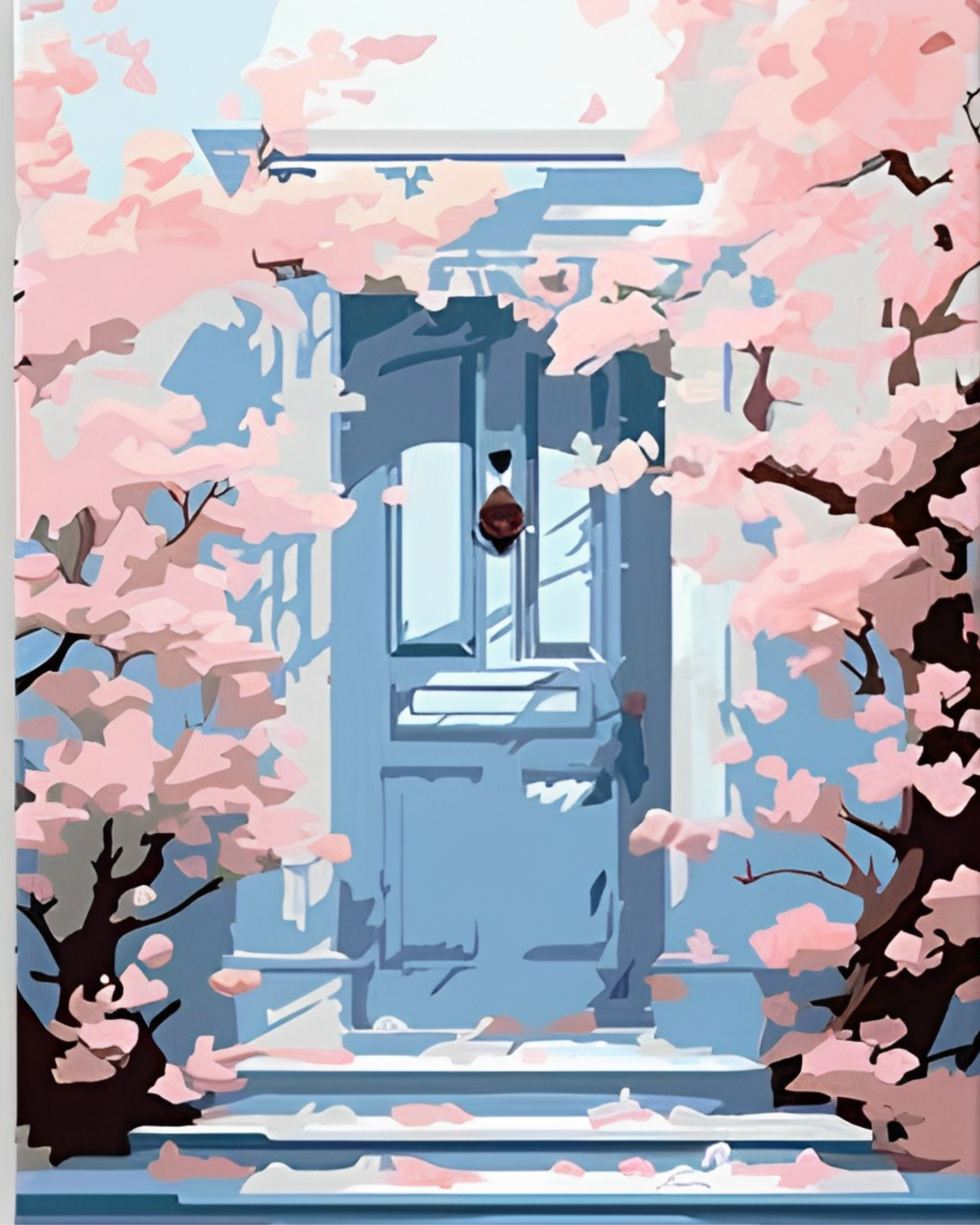 Blossom Door mini paint by numbers canvas, 20x25 cm