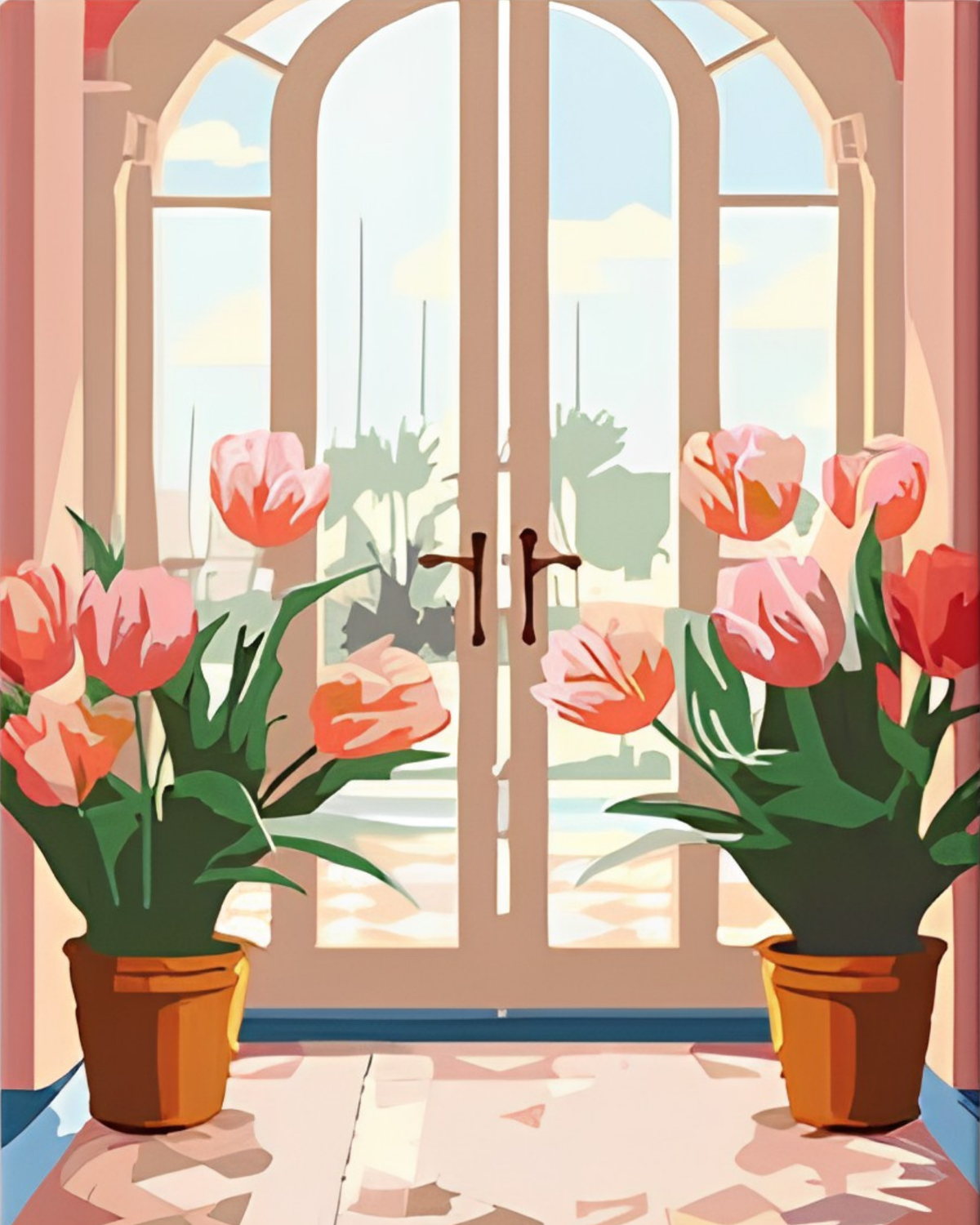 Tulip Door mini paint by numbers canvas, 20x25 cm