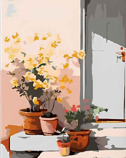 White Door mini paint by numbers canvas, 20x25 cm