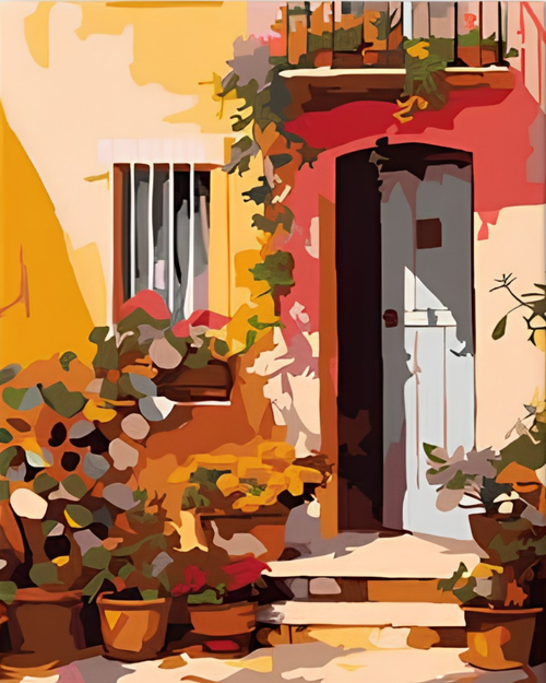 Red Door mini paint by numbers canvas, 20x25 cm